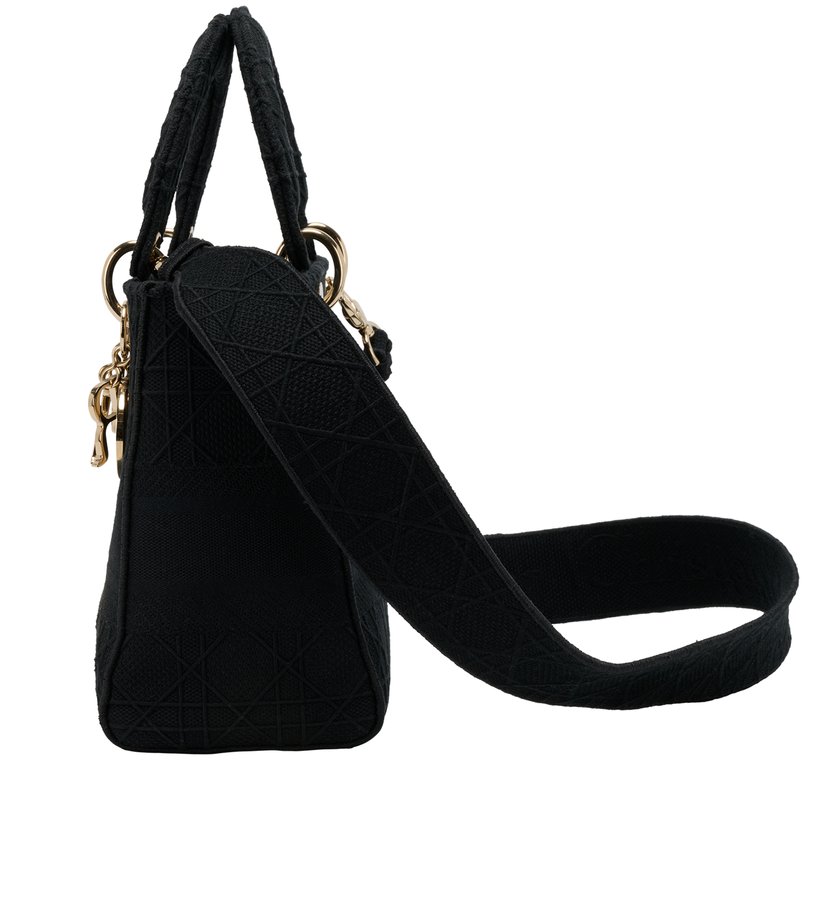 Medium Lady D-Lite, &pound;1,900, Handbags, Black, Canvas, Bottom view